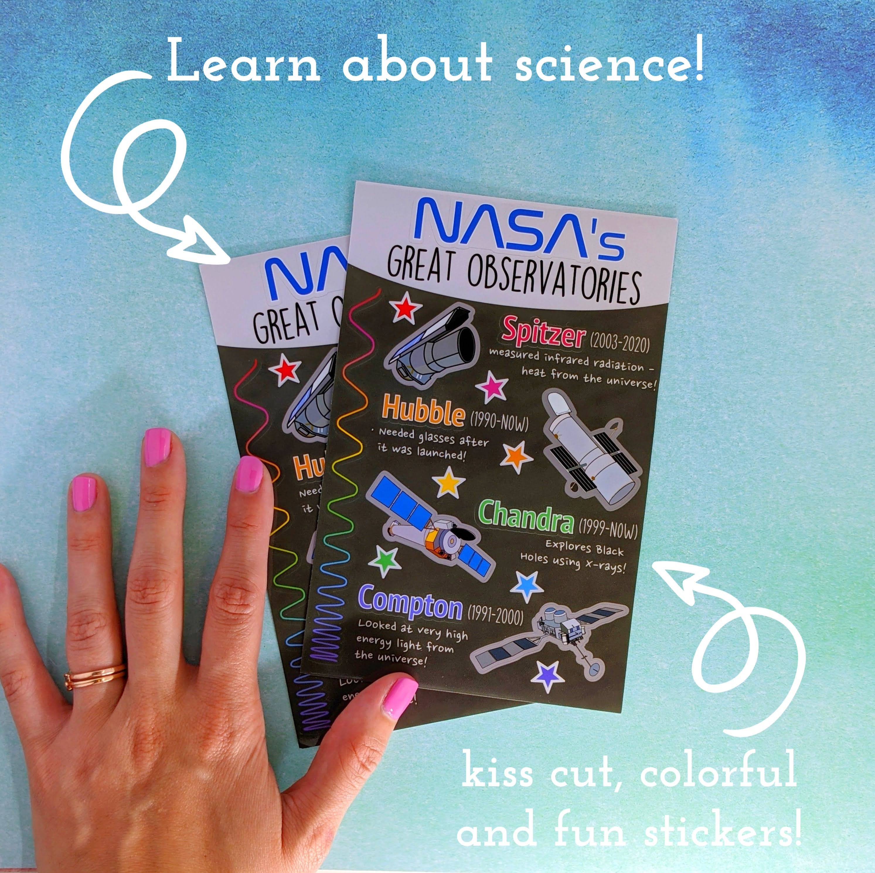 Nasa Post It Note Sticker Sheet: Nasa's Great Observatories! Kiss Cut Vinyl Stickers ...