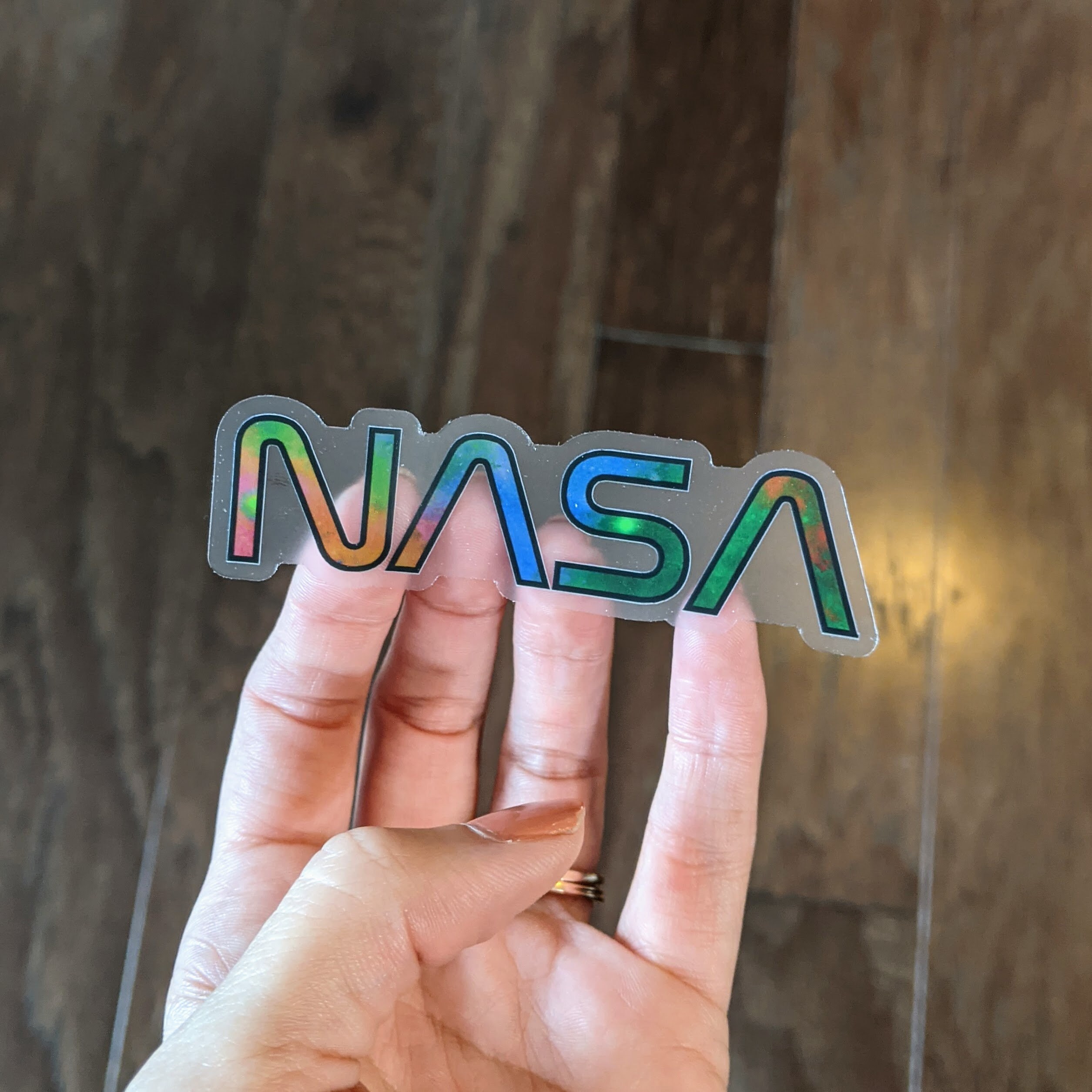 NASA Sticker - White or Black Outline, Clear Die Cut Vinyl, Science ...