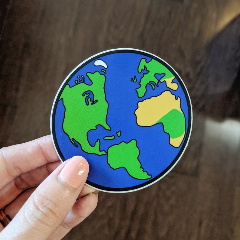 Sticker Earth die cut vinyl sticker hand drawn Etsy