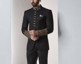 Black Designer Jodhpuri Suit For Groom,jodhpuri,mens suits,mens wedding dress,mens wedding suit,groom wedding suit,indian wedding dress