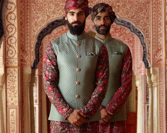 Nehru Jacke, Indische Ethno Steppjacke für Männer, Hochzeit Festival Wear Nehru Jacke, Modi Ärmellose Jacke, Koti Weste Jacke