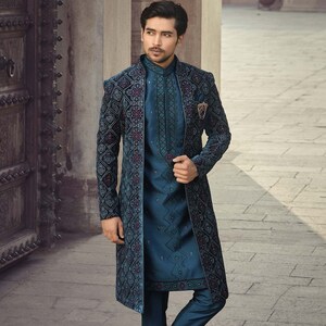Navy blue sherwani for groom online