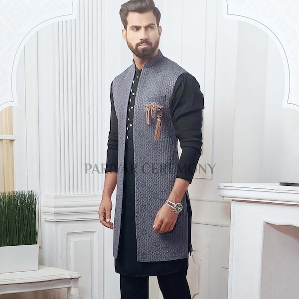 Silk Kurta Pajama With Modi Jacket, Nehru jacket with kurta pajama,Wedding Dress For men,Kurta pyjama with jacket,indian waist coat,vest