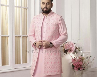 Silk Kurta Pajama With Modi Jacket, Nehru jacket with kurta pajama,Wedding Dress For men,Kurta pyjama with jacket,indian waist coat,vest