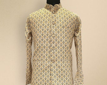 Linen kurta pajama with jacket sales