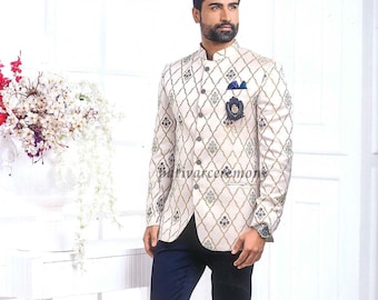 cream colour Designer jodhpuri suit,Jodhpuri suit for wedding Indian ethnic jodhpuri,jodhpuri,men wedding suit groomsmen dress for wedding