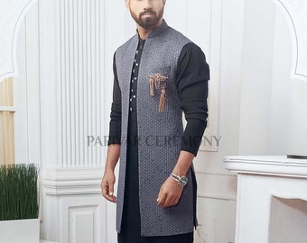 Silk Kurta Pajama With Modi Jacket, Nehru jacket with kurta pajama,Wedding Dress For men,Kurta pyjama with jacket,indian waist coat,vest