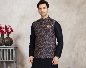 Silk Kurta Pajama With Modi Jacket, Nehru jacket with kurta pajama,Wedding Dress For men,Kurta pyjama with jacket,indian waist coat,vest