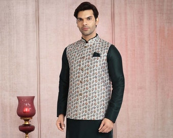 Silk Kurta Pajama With Modi Jacket, Nehru jacket with kurta pajama,Wedding Dress For men,Kurta pyjama with jacket,indian waist coat,vest