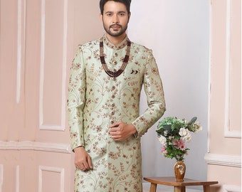 Green Indo Western Sherwani,indowestern for men,mens wedding sherwani,mens indowestern,groom wedding sherwani,mens sherwani for wedding