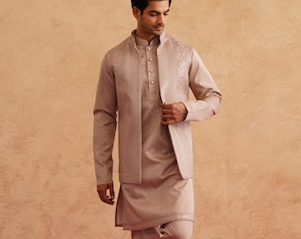 Silk Kurta Pajama With Modi Jacket, Nehru jacket with kurta pajama,Wedding Dress For men,Kurta pyjama with jacket,indian waist coat,vest