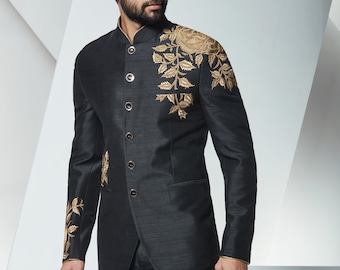 Indian Jodhpuri Suit,mens black suit,black jodhpuri,mens wedding suit,designer mens suit,reception suit for men,groom wedding suit