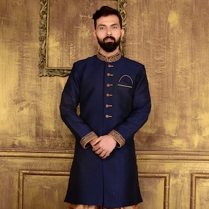 Dark blue indo western hotsell