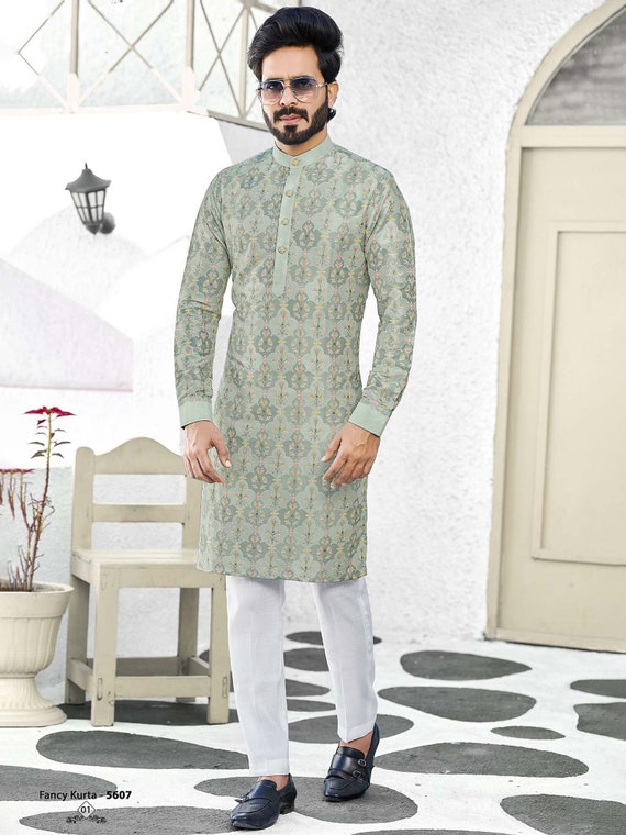 Greenhouse Mal Kurta Pajama Set in Moody Blue and Pink – Project Bandi