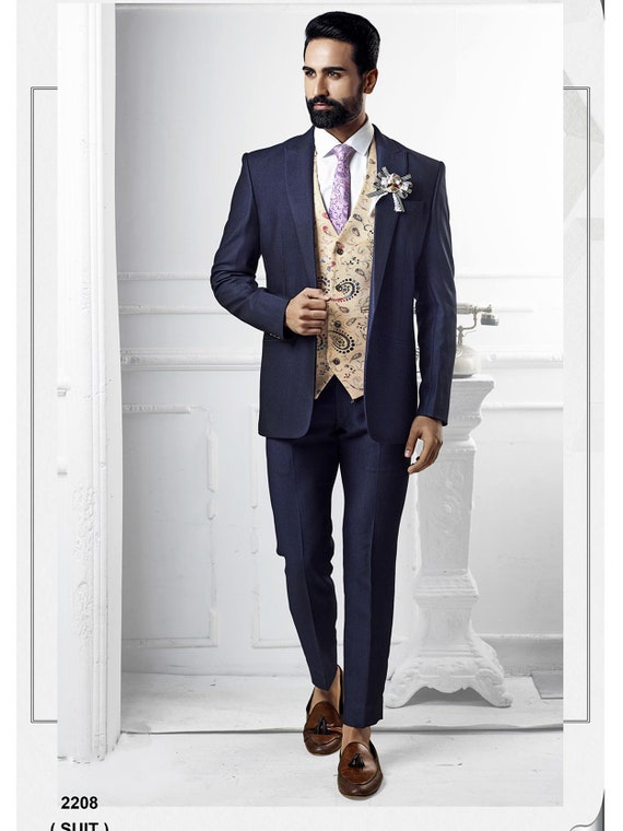 Traje de novia de diseñador para hombres con abrigo de cintura | Etsy España