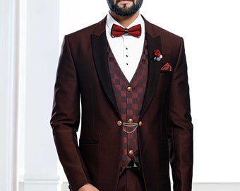 Italian Fabric Customized tuxedo/Designer mens suit with waistcoat/3-peice italian tuxedo with shirt,three peice suit for men