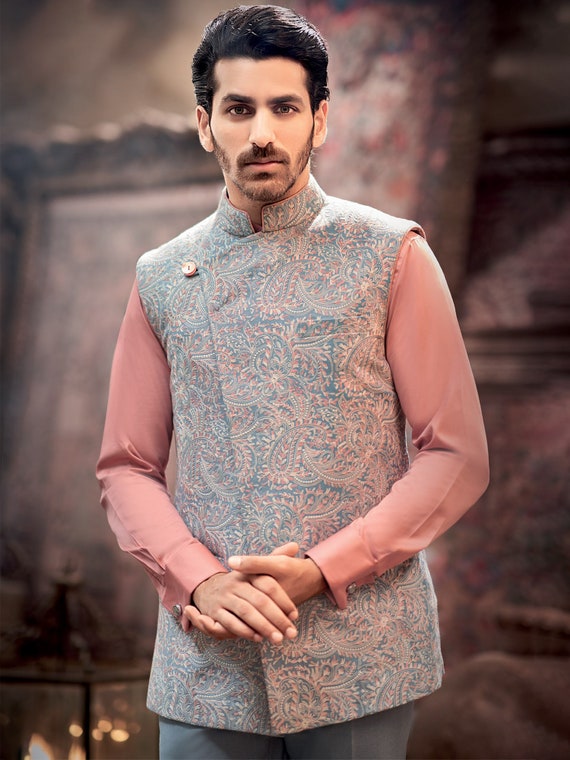 ER 2089 Black Embroided Wedding Nehru Jacket Prince Coat wedding – Edge  Republic