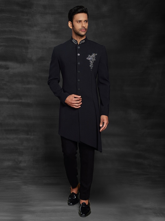 Designer Indowestern for Wedding black Indowestern Sherwani for Men wedding Dress for Groom mens Sherwani groom Sherwani mens Indowestern Etsy Canada