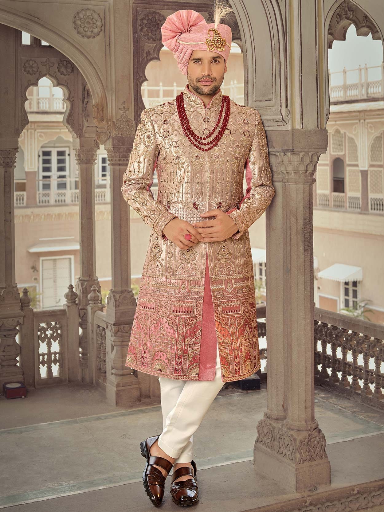 Pink sherwani for best sale groom