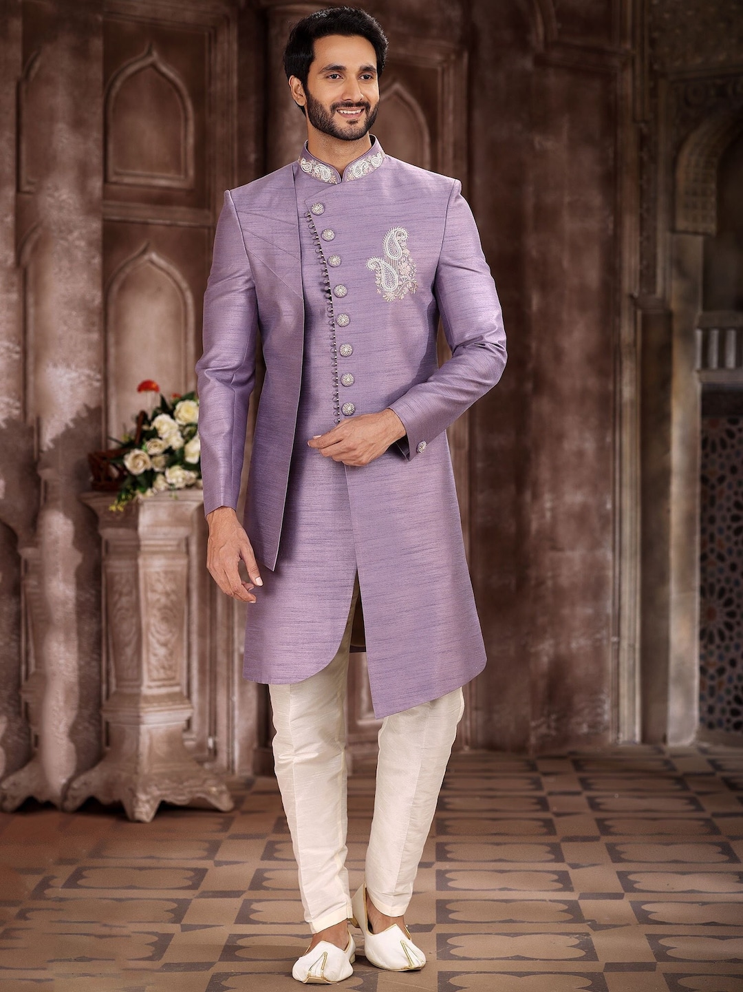 purple indo western dress Beautiful Purple Indo-western Georgette Gown