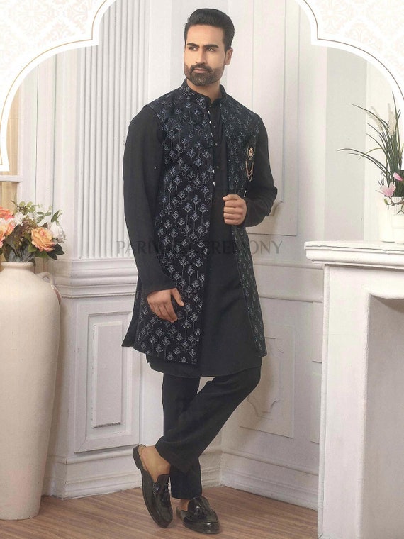 Kurta pajama with full coat hot sale