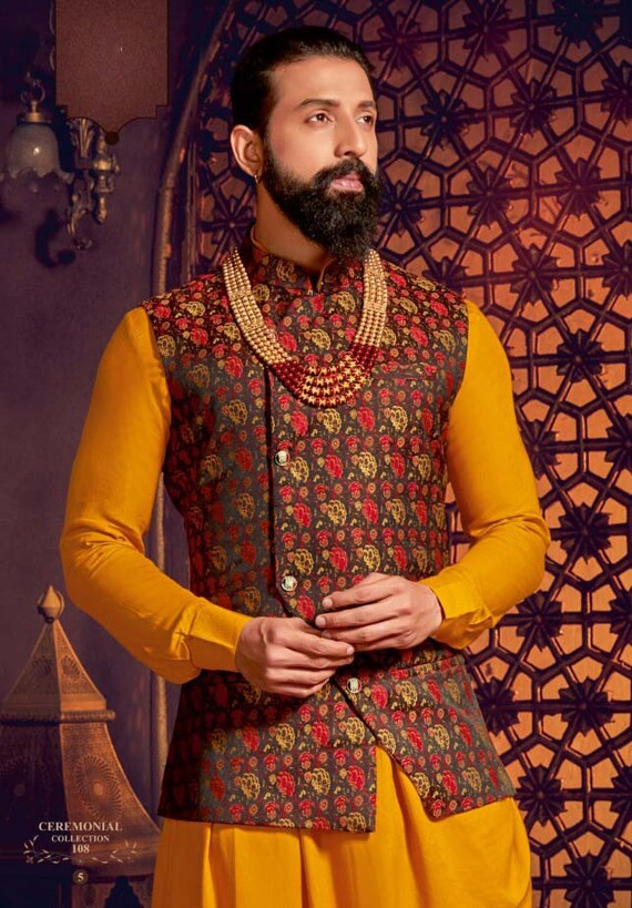 Printed Nehru Jacketindian Wedding Dressindian Etnic Etsy