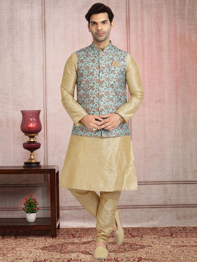 Modi Pyjama Silk Kurta Pajama With Modi Jacket, Nehru Jacket With Kurta Pajama ...