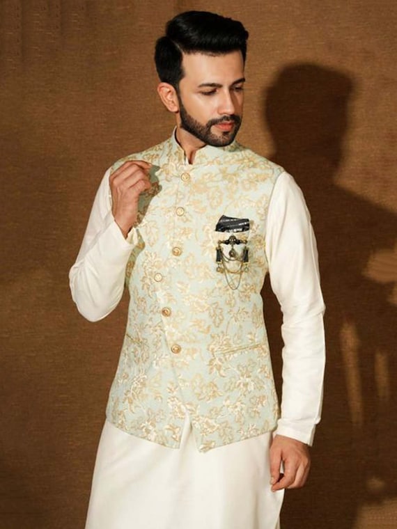 Buy Silk Kurta Pajama With Modi Jacket, Nehru Jacket With Kurta Pajama, wedding Dress for Men,kurta Pyjama With Jacket,indian Waist Coat,vest  Online in India - Etsy