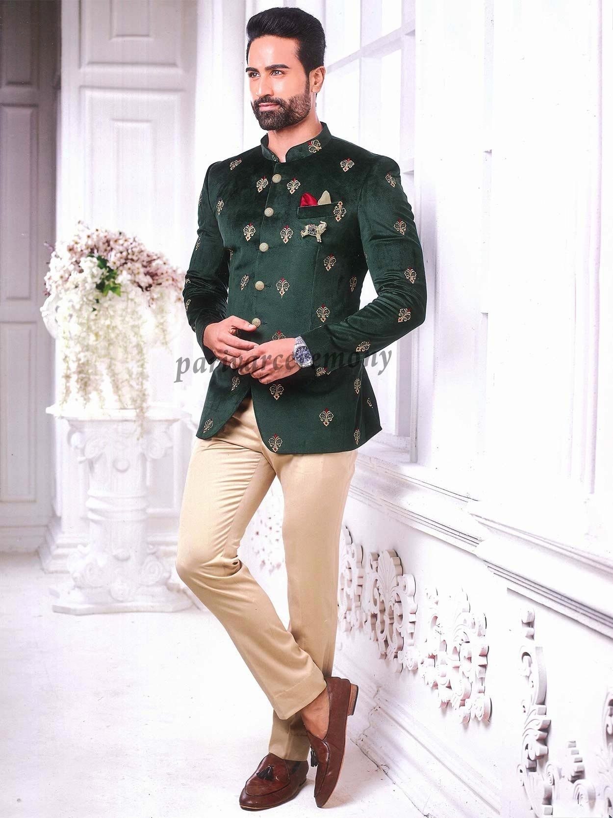 Unique Green Jodhpuri Suitwedding Suits for Menmens Etsy UK
