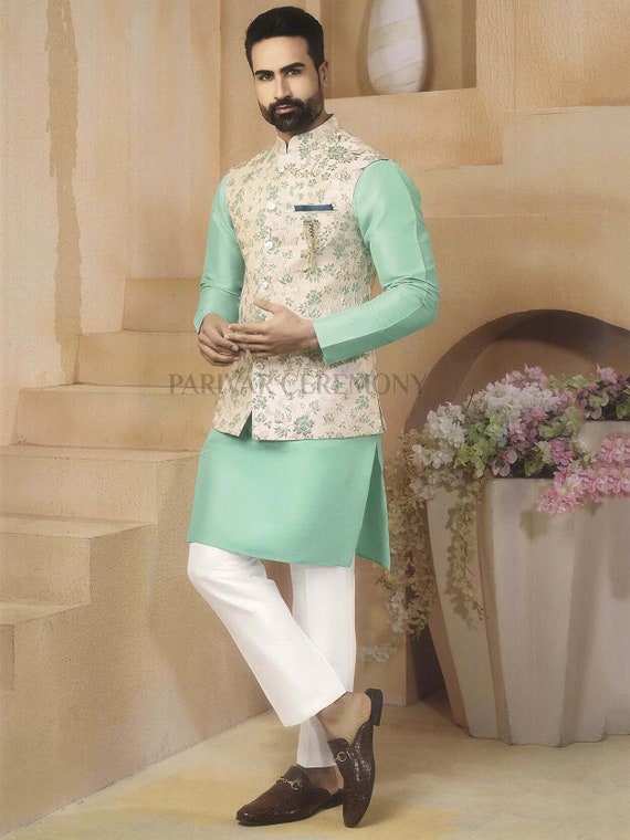 2018 men's kurta Stylish colour reach floro dark green kurta | Kurta men,  Sneakers outfit men, Wedding kurta for men