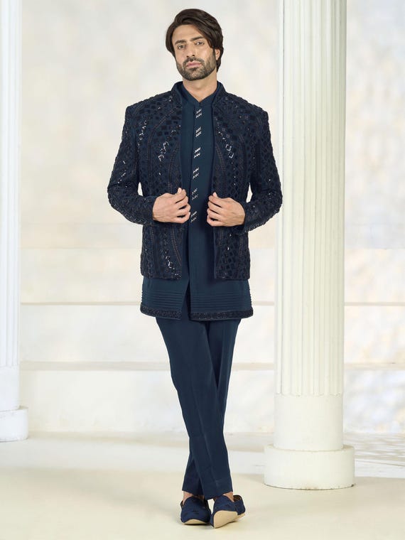 Indowestern for men with long jacket ,Indowestern for men,Indowestern sherwani,Indoweatern,Mens Indowestern,Jodhpuri,Indowestern For Mens