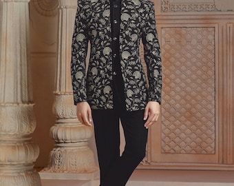 Jodhpuri Anzug für Männer,Jodhpuri Anzug für Hochzeit,schwarze Farbe Jodhpuri Anzug,indisches Hochzeitskleid für Männer,Herrenhochzeitskleidung,Herrenanzug