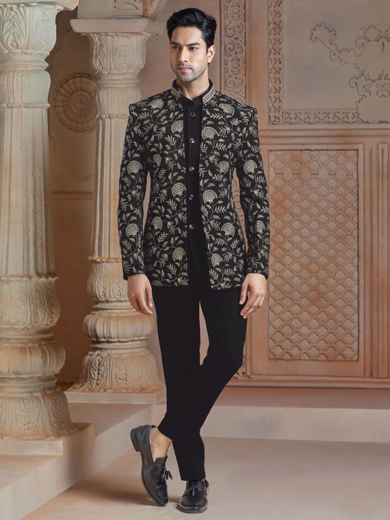 Jodhpuri suit for men,jodhpuri suit for wedding,Black Colour Jodhpuri Suit,indian wedding dress for men,mens wedding wear,mens suit,jodhpuri