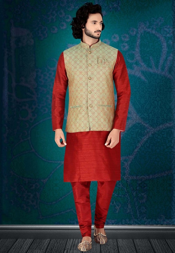 modi jacket on red kurta