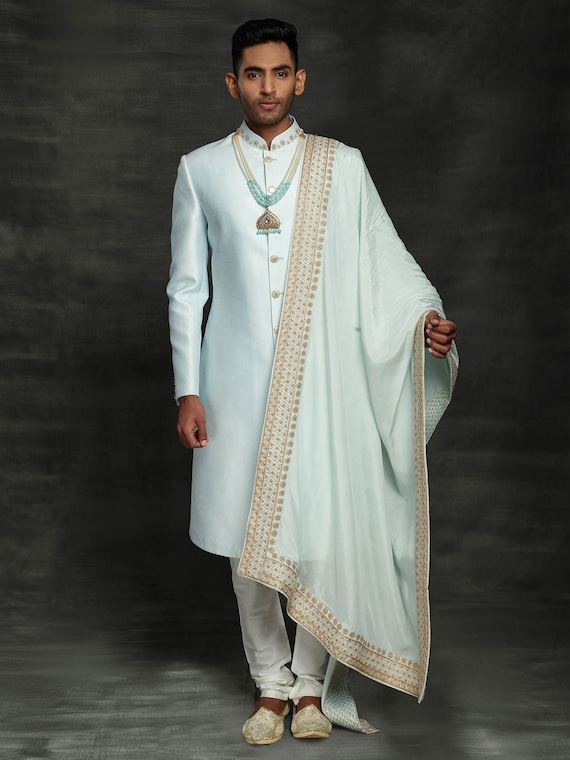 hindu wedding dress for man Ethnic Wear Kurta Indian Men Handmade Blue Sherwani For Men Jodhpuri Achkan Indian Wedding Handcrafted Designer Sherwani for groom made from the finest silk fabric will make you feel like a king on the happiest Indian Wedding Sherwani for groom,groom