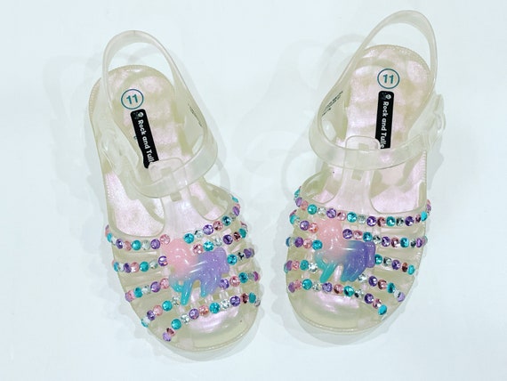 Pastel Glitter Unicorn Jelly Shoes Sandals Girls Bedazzled | Etsy