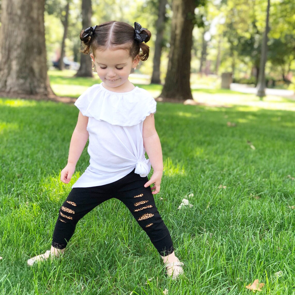 Ripped Leggings Black and Silver Distressed Leggings Metallic Etsy