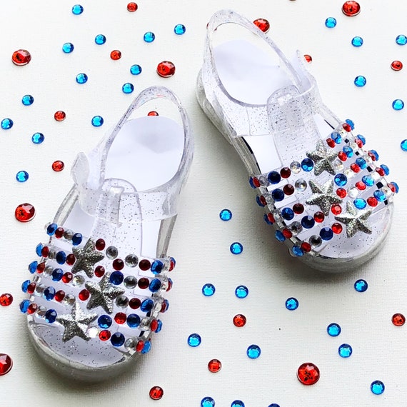 red white blue sandals