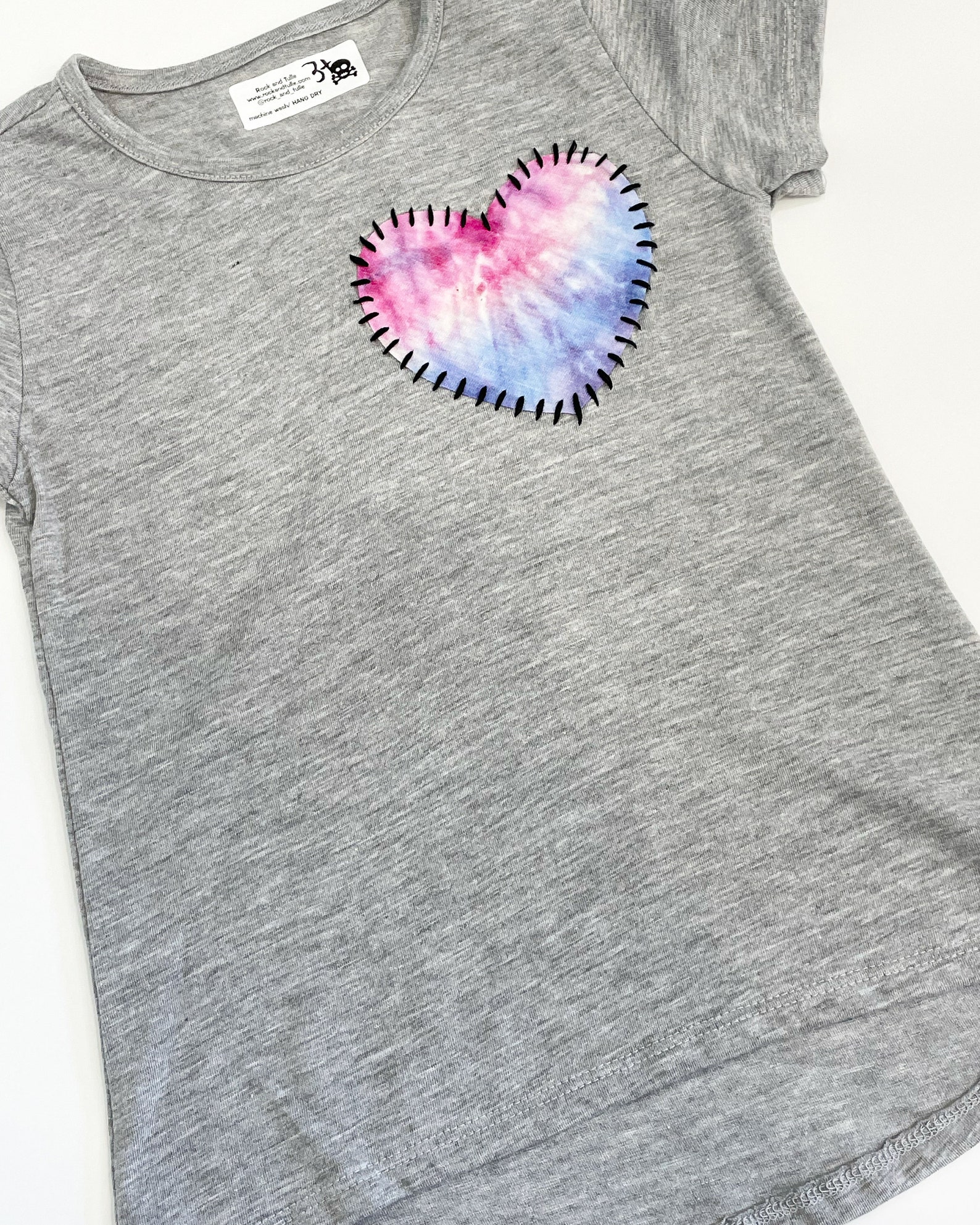 Hand stitched shirt Stitched heart shirt girls heart tee tie Etsy