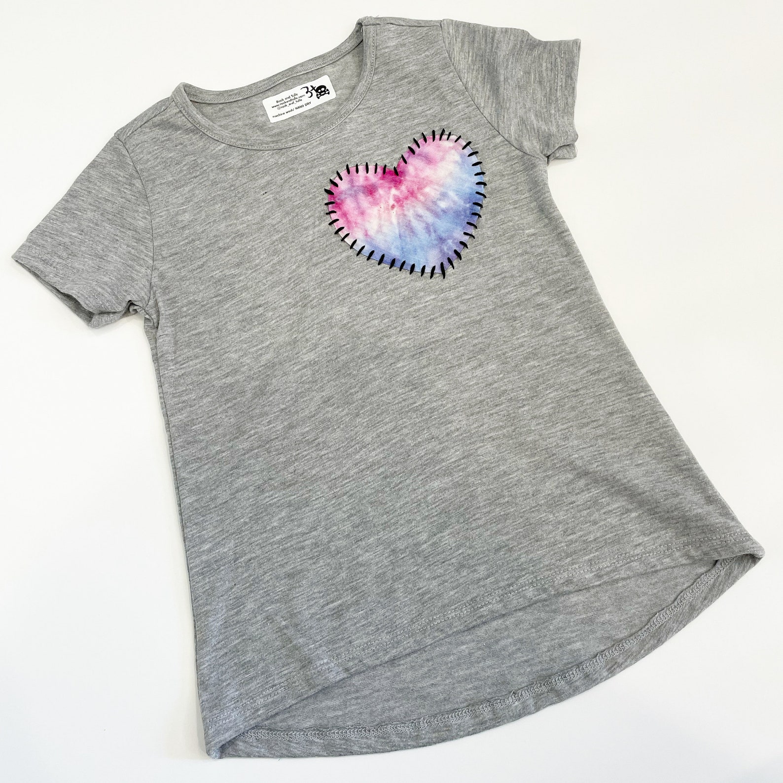 Hand stitched shirt Stitched heart shirt girls heart tee tie Etsy