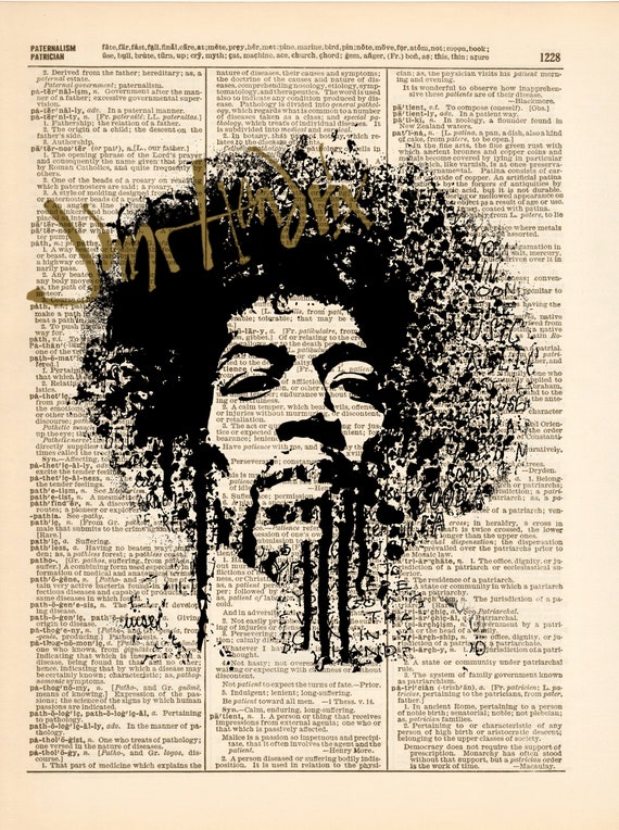 Jimi Hendrix Dictionary Art Print Poster Picture Book Rock Musician Collectible