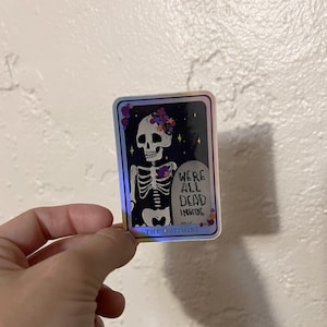 L'optimiste - autocollant de carte de tarot squelette | Stickers pour cartes de tarot | Autocollants effrayants | Sticker holographique