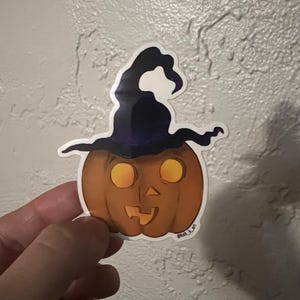 Witch Pumpkin Sticker, Spooky pumpkin sticker, Halloween witch