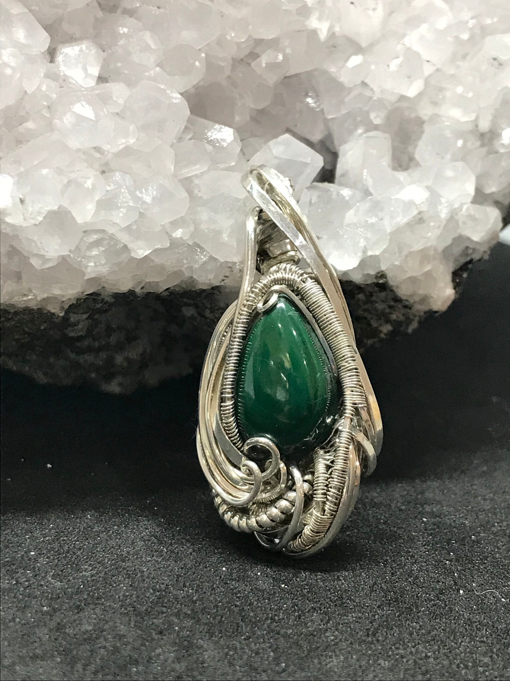 Serpentine Wire Wrapped Pendant in Sterling Silver Etsy UK