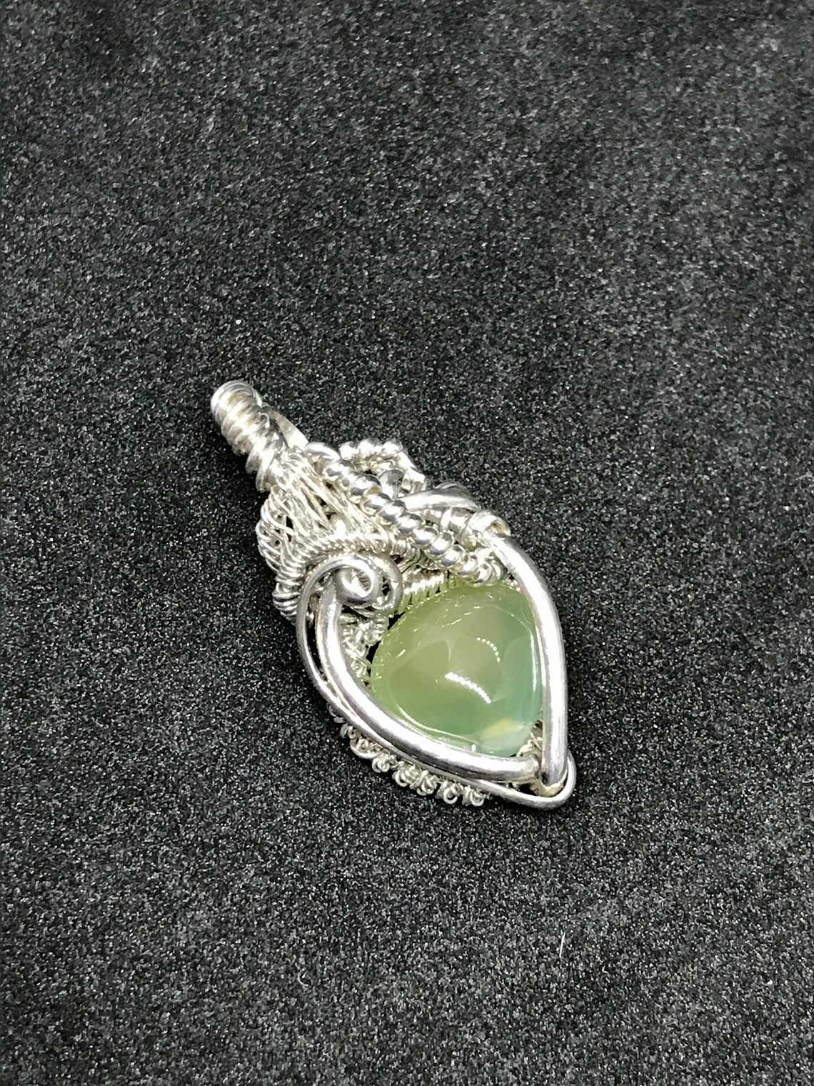 Serpentine Wire Wrapped Pendant Sterling Silver Wire Wrap Etsy Canada