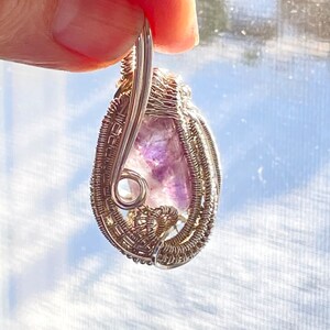Amethyst Pendant - Amethyst Wire Wrapped Pendant - Wire Wrapped Amethyst Pendant in Sterling Silver - Amethyst Necklace