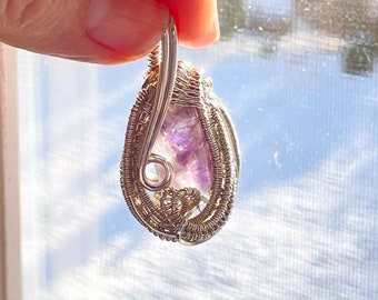 Amethyst Pendant - Amethyst Wire Wrapped Pendant - Wire Wrapped Amethyst Pendant in Sterling Silver - Amethyst Necklace