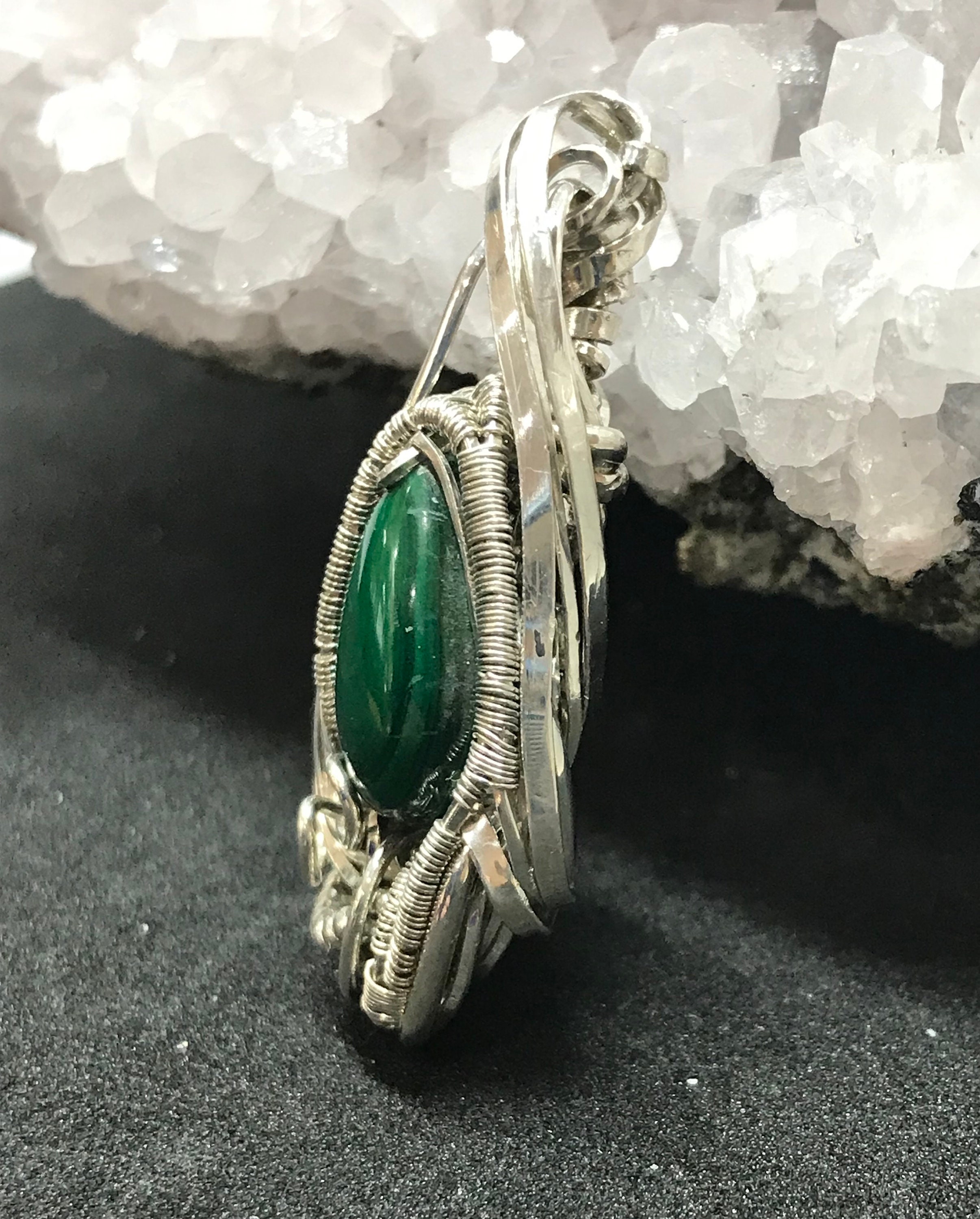 Serpentine Wire Wrapped Pendant in Sterling Silver Etsy