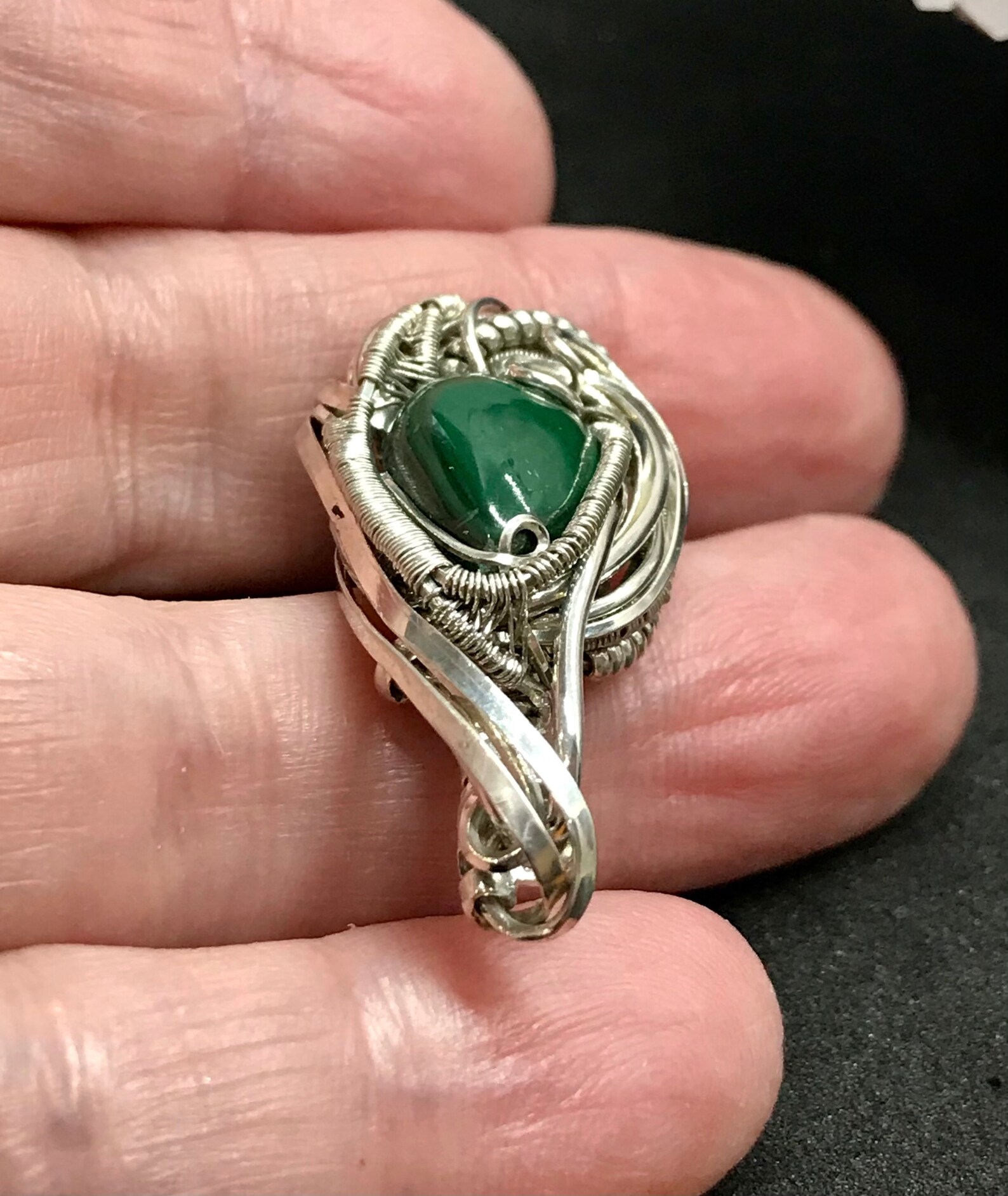 Serpentine Wire Wrapped Pendant in Sterling Silver Etsy UK