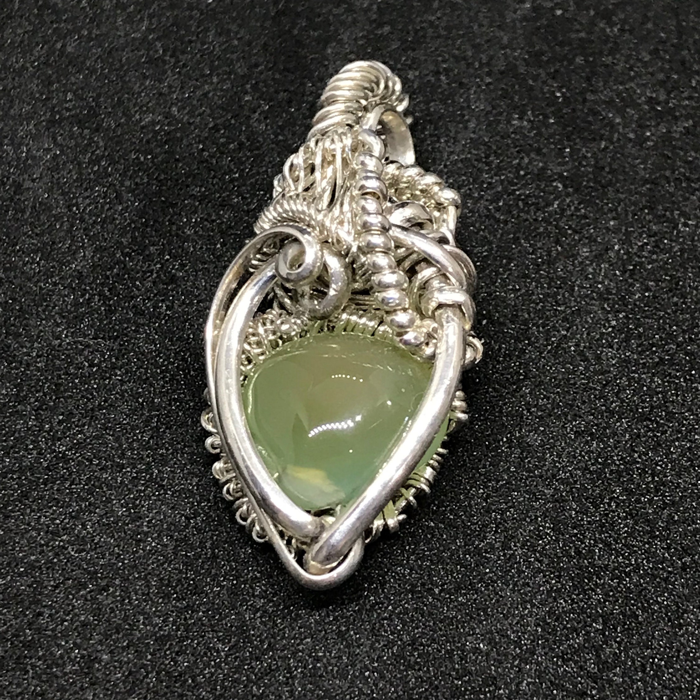 Serpentine Wire Wrapped Pendant Sterling Silver Wire Wrap Etsy Canada